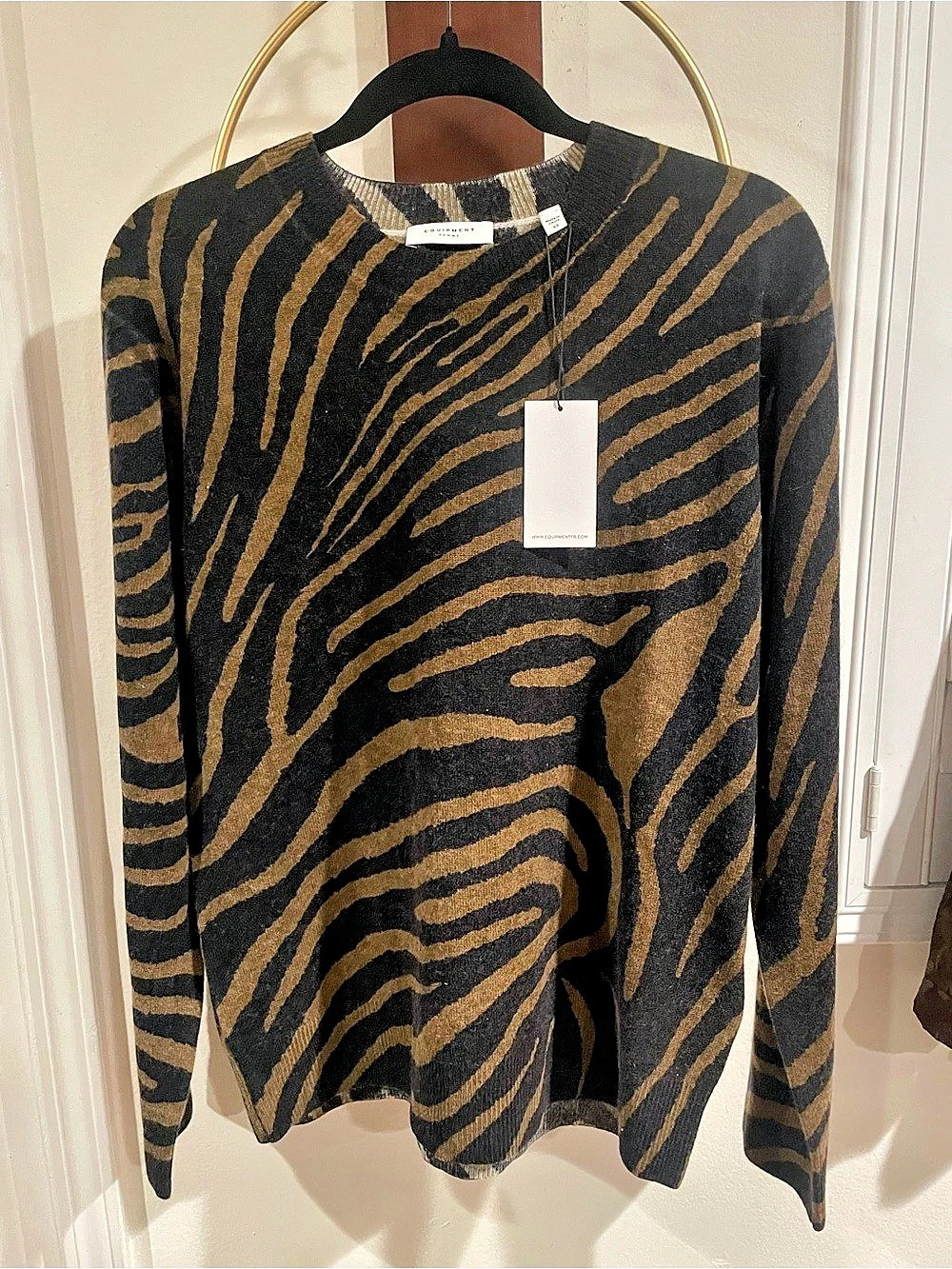 Equipment Zebra Print Crew Neck Sweater XS NWT